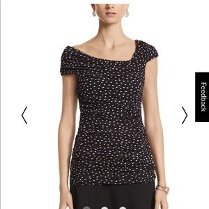 WHBM Polka dot mesh knit top